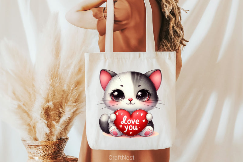 Love You Cat Valentine's Day Clipart Bundle 7 - CraftNest - Digital Crafting and Art