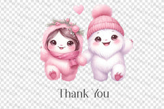 Pink Cute Couple Yeti Clipart Bundle - CraftNest - Digital Crafting and Art