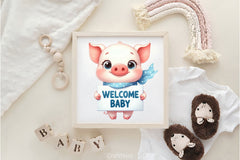 Set Of Blue Welcome Baby Clipart Bundle - CraftNest - Digital Crafting and Art