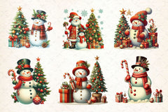 Vintage Christmas Snowman Clipart Bundle - CraftNest - Digital Crafting and Art