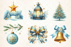 Light Blue Gold Christmas Clipart Bundle 2 - CraftNest - Digital Crafting and Art