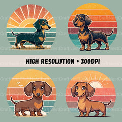 Dachshund Retro Sunset Clipart Bundle - CraftNest - Digital Crafting and Art