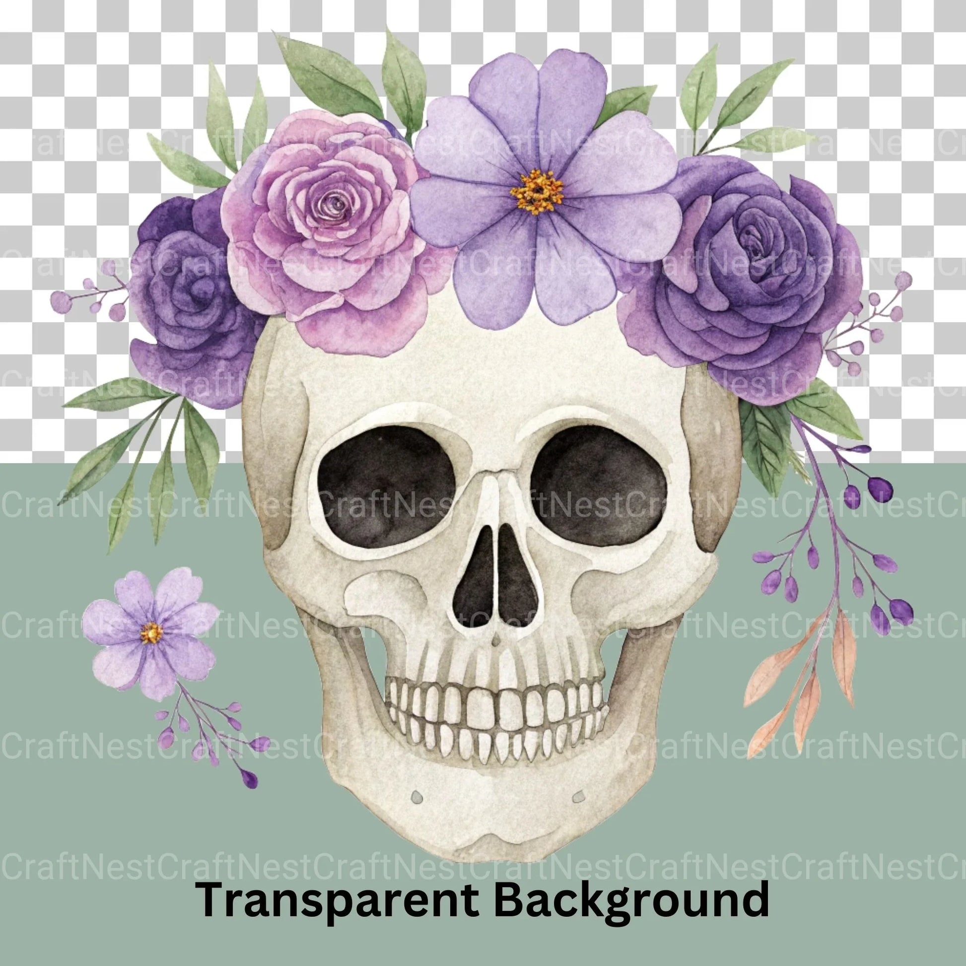 Skulls Floral Clipart Bundle - CraftNest - Digital Crafting and Art