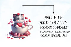 Valentine Cat Cup Clipart Bundle - CraftNest - Digital Crafting and Art