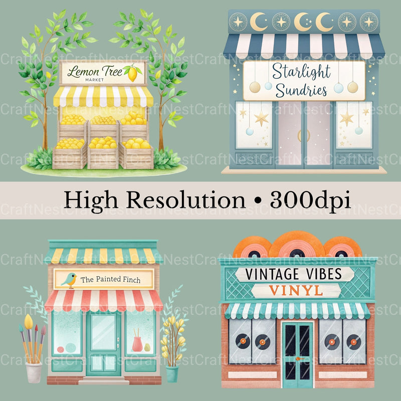 Village Shops Clipart Bundle - CraftNest - Digital Crafting and Art