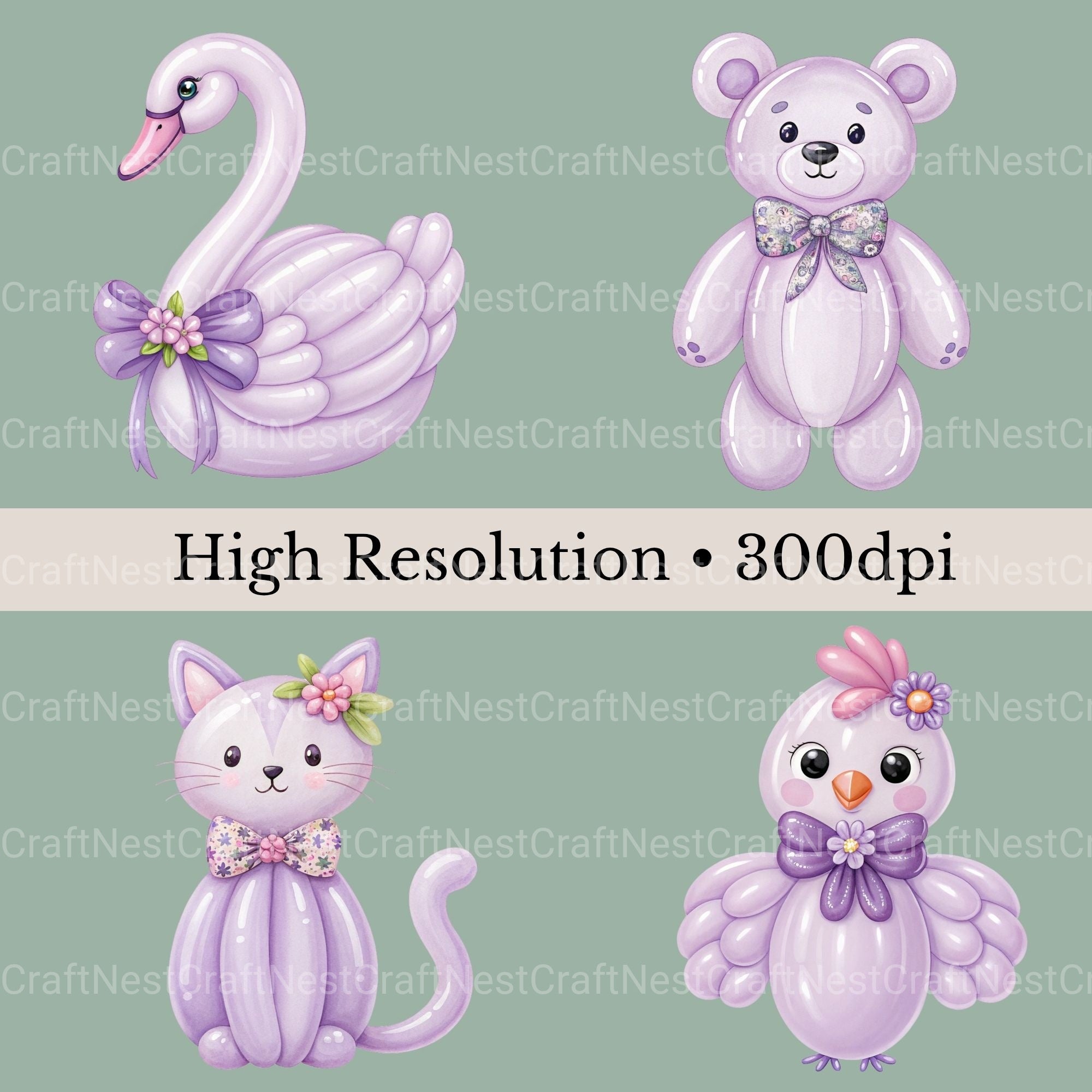 Balloon Animals Purple Clipart Bundle - CraftNest - Digital Crafting and Art