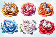 Baby Unicorn In Flowers Clipart Bundle 6 - CraftNest - Digital Crafting and Art