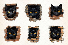 Peeking Black Cat Clipart Bundle 3 - CraftNest - Digital Crafting and Art