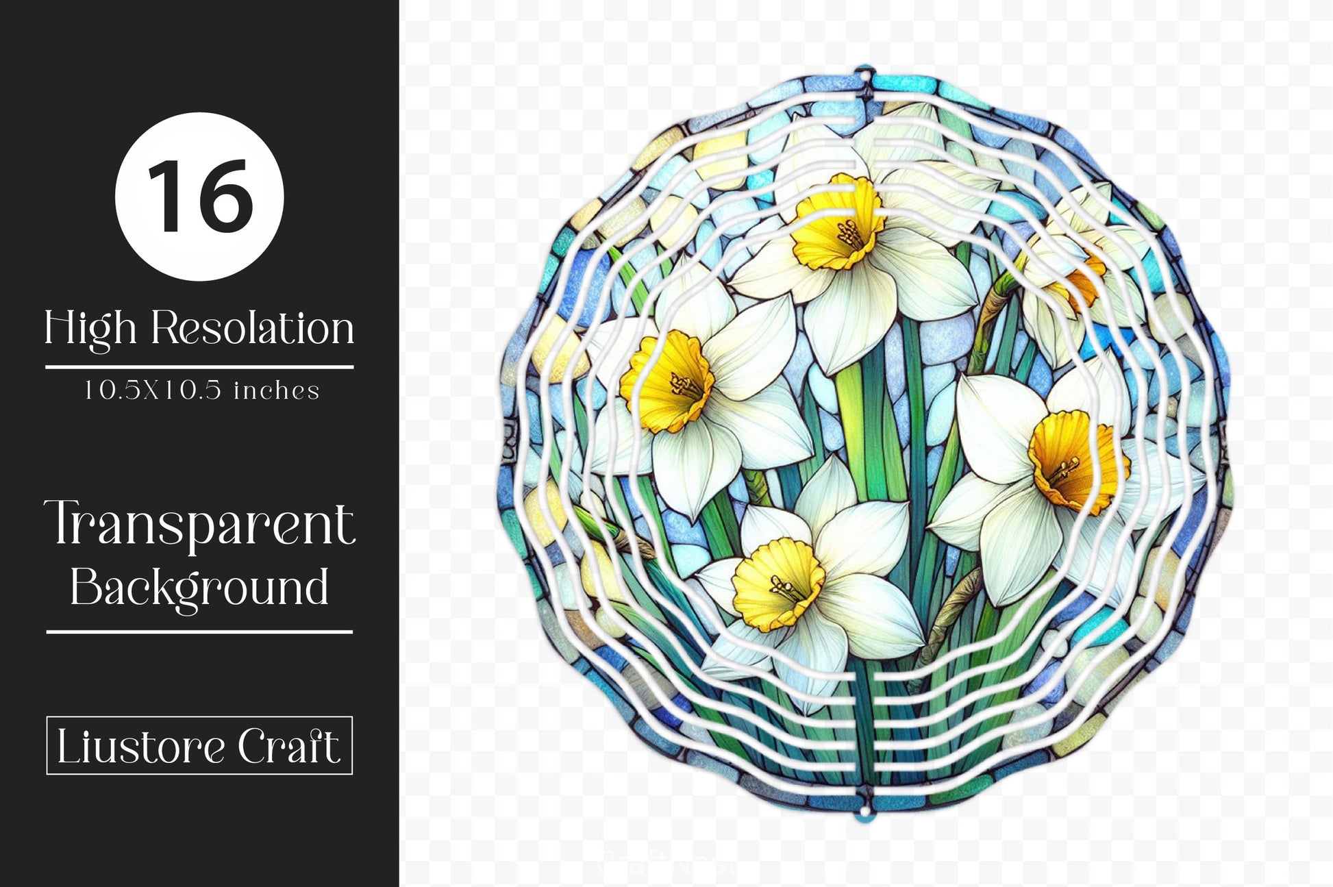 Daffodil Stained Glass Flower Clipart Bundle - CraftNest - Digital Crafting and Art