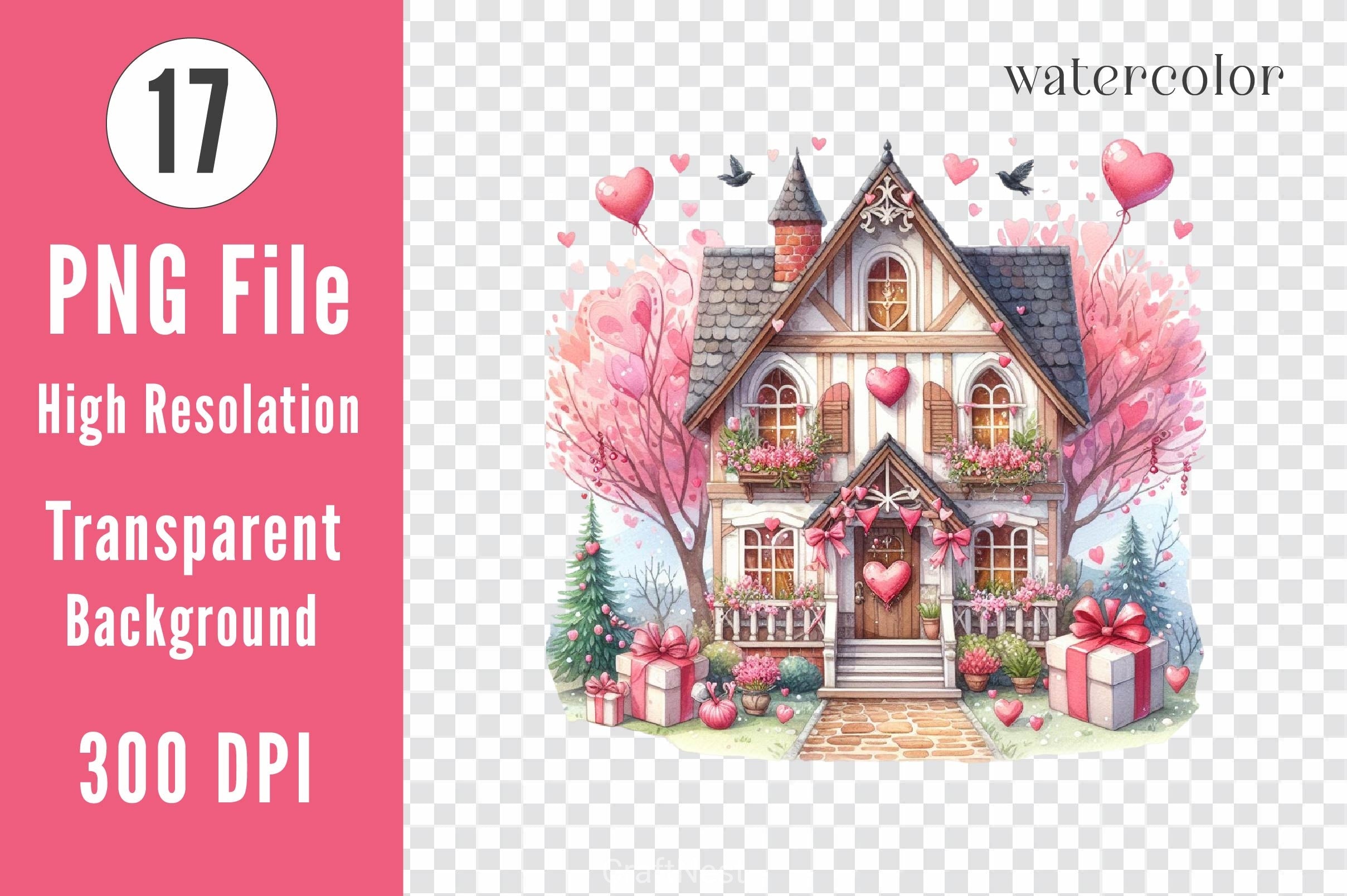 Romantic Valentines Day Cottage Clipart Bundle - CraftNest - Digital Crafting and Art
