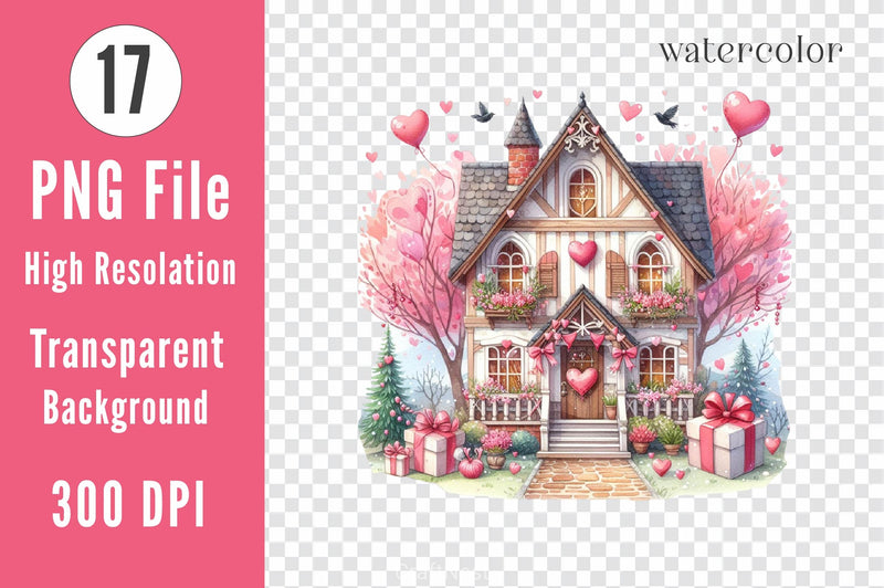 Romantic Valentines Day Cottage Clipart Bundle - CraftNest - Digital Crafting and Art