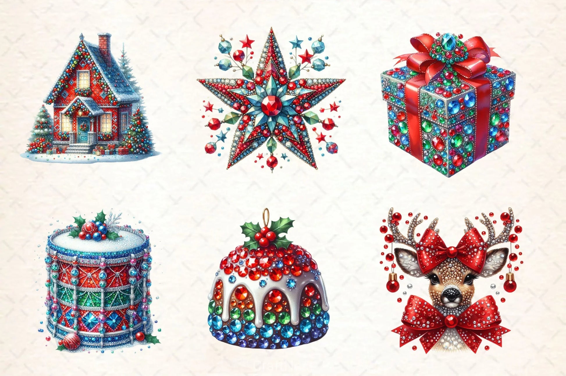 Faux Rhinestones Christmas Clipart Bundle 2 - CraftNest - Digital Crafting and Art
