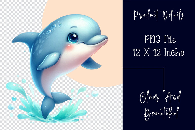 Cute Dolphin Clipart Bundle - CraftNest - Digital Crafting and Art