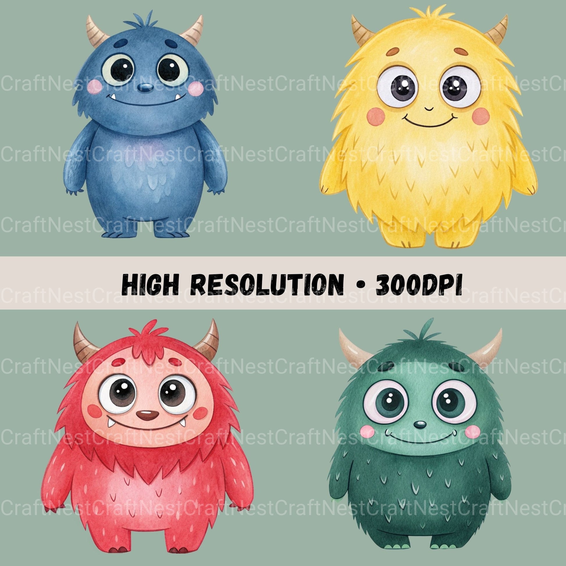 Monsters Cute Clipart Bundle - CraftNest - Digital Crafting and Art