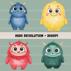 Monsters Cute Clipart Bundle - CraftNest - Digital Crafting and Art