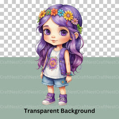 Hippie Girls Clipart Bundle - CraftNest - Digital Crafting and Art