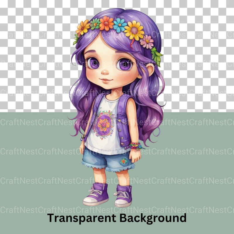 Hippie Girls Clipart Bundle - CraftNest - Digital Crafting and Art