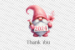 Pink New Year Gnome Clipart Bundle - CraftNest - Digital Crafting and Art