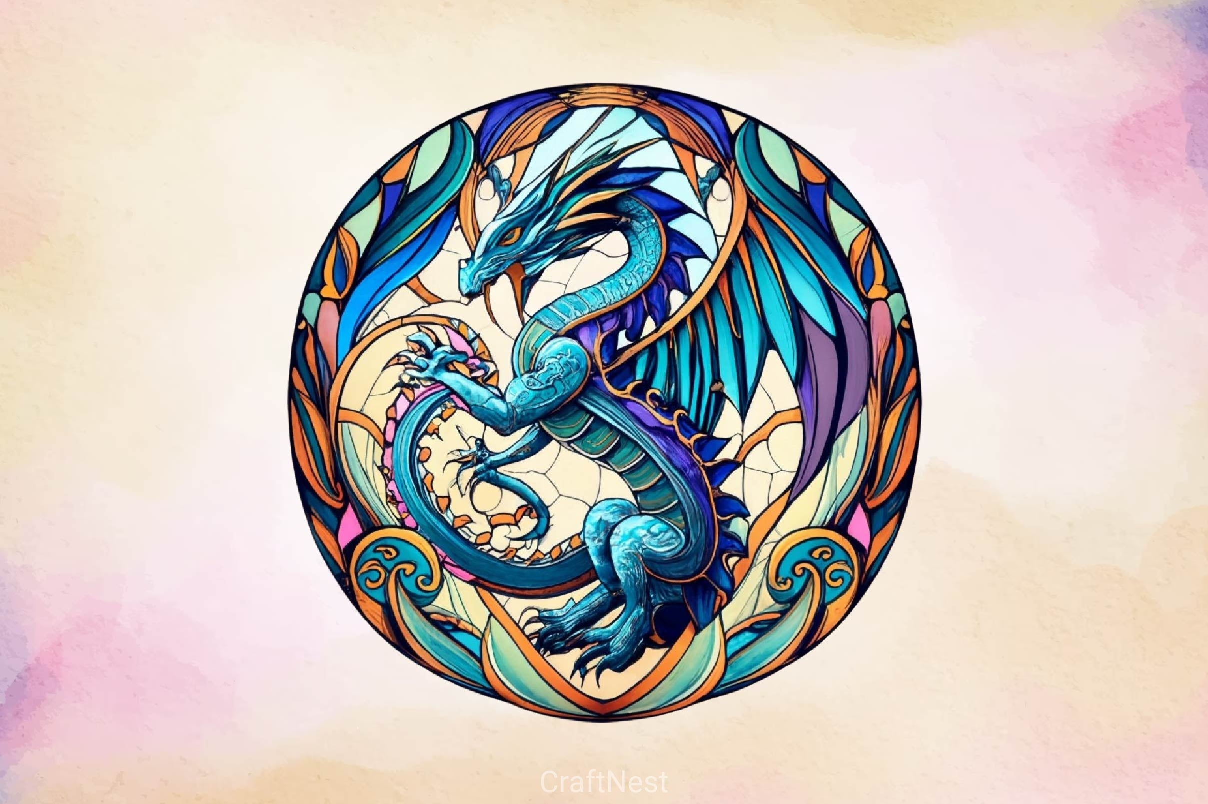 Stained Round Glass Dragon Clipart Bundle - CraftNest - Digital Crafting and Art