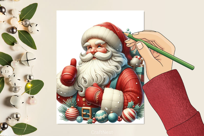 Christmas Retro Santa Clipart Bundle - CraftNest - Digital Crafting and Art