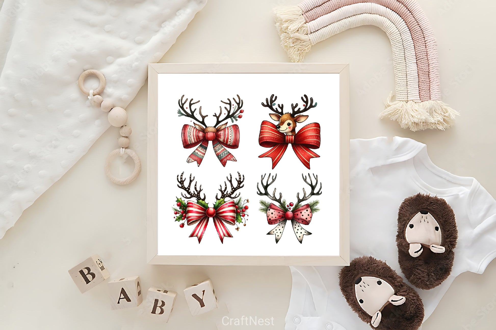 Christmas Reindeer Bow Clipart Bundle 3 - CraftNest - Digital Crafting and Art