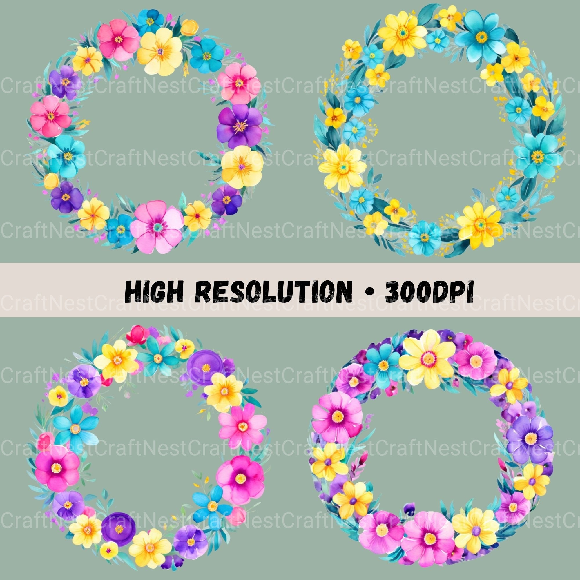 Floral Borders Circle 16 Clipart Bundle - CraftNest - Digital Crafting and Art