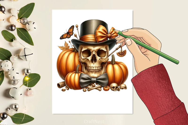Halloween Skull Bow Clipart Bundle - CraftNest - Digital Crafting and Art