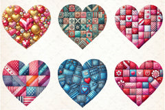 Patchwork Heart Valentine's Clipart Bundle - CraftNest - Digital Crafting and Art