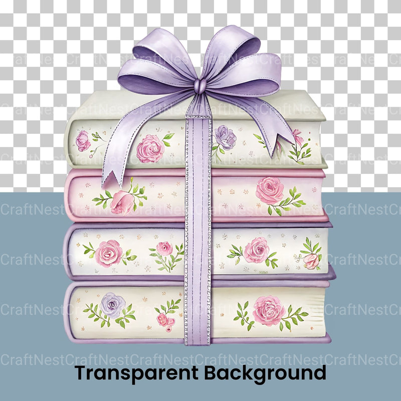 Floral Books Ribbons Clipart Bundle - CraftNest - Digital Crafting and Art