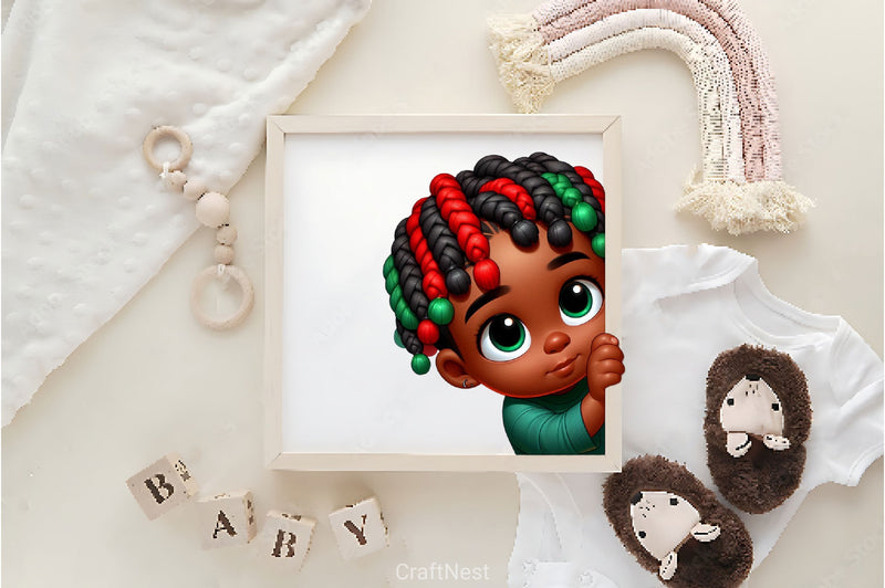Peeking African American Little Boy Clipart Bundle - CraftNest - Digital Crafting and Art