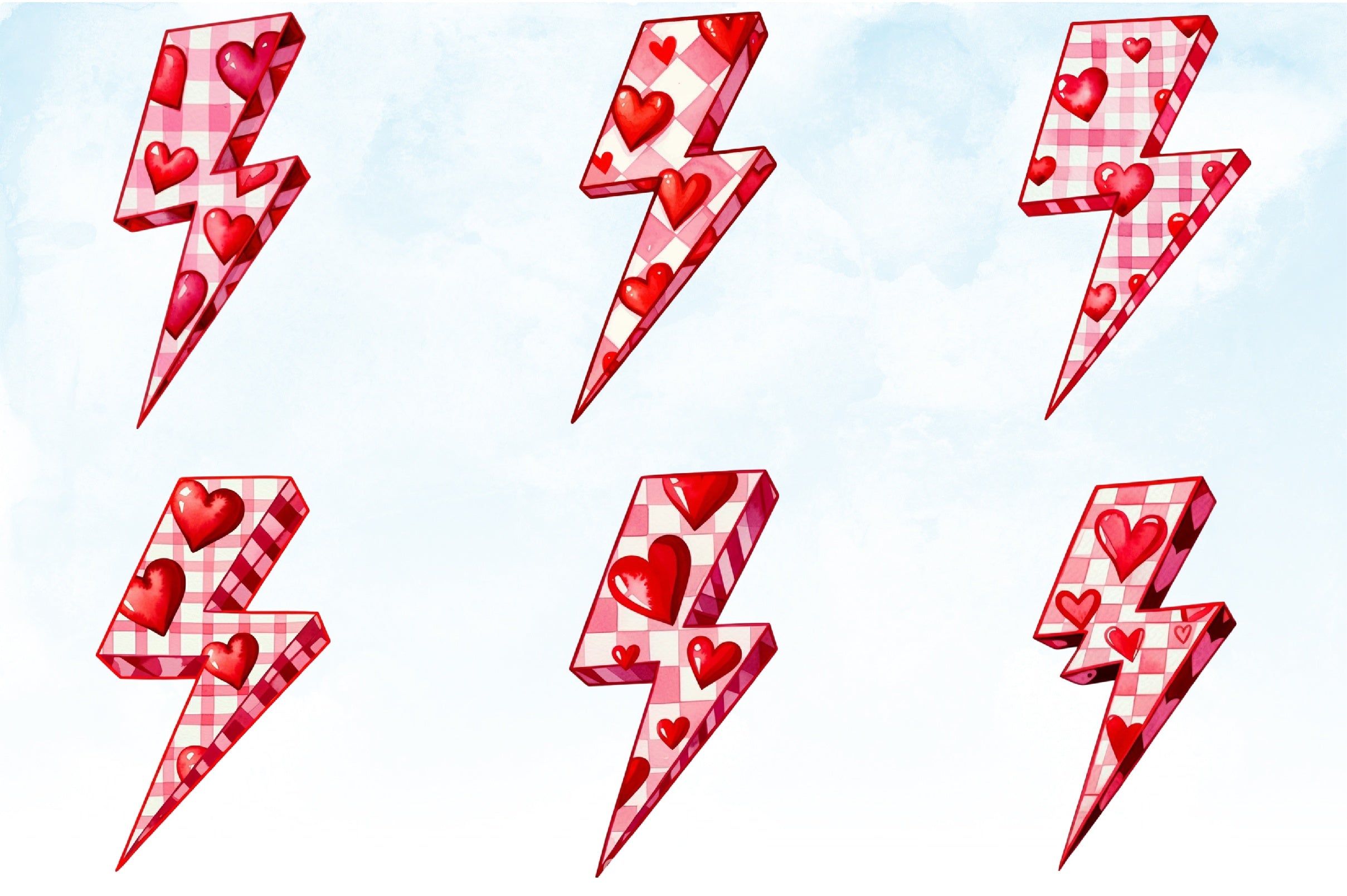 Valentine's Lightning Bolt Clipart Bundle - CraftNest - Digital Crafting and Art