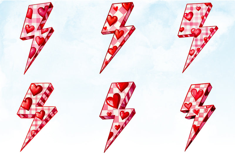 Valentine's Lightning Bolt Clipart Bundle - CraftNest - Digital Crafting and Art