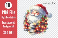 Santa Wrapped In Christmas Lights Clipart Bundle - CraftNest - Digital Crafting and Art