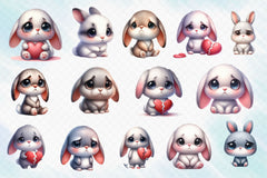 Cute Grumpy Bunny Clipart Bundle - CraftNest - Digital Crafting and Art