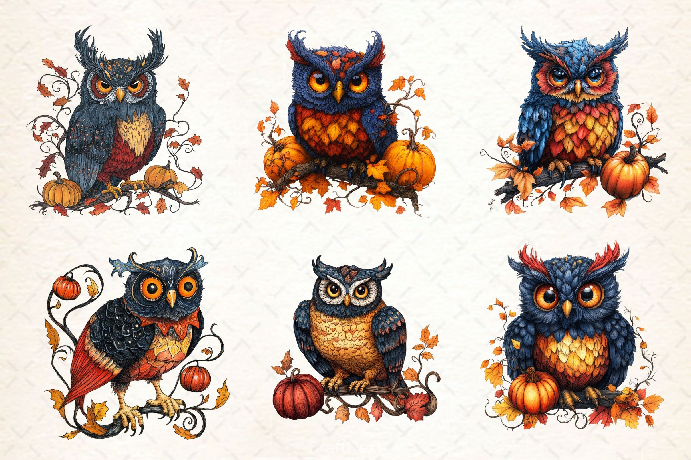 Fall Owl Halloween Owl Clipart Bundle - CraftNest - Digital Crafting and Art