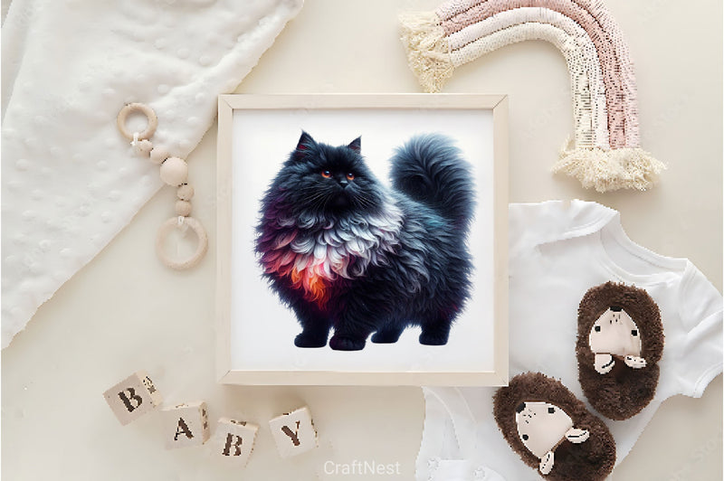 Fluffy Black Cat Clipart Bundle - CraftNest - Digital Crafting and Art
