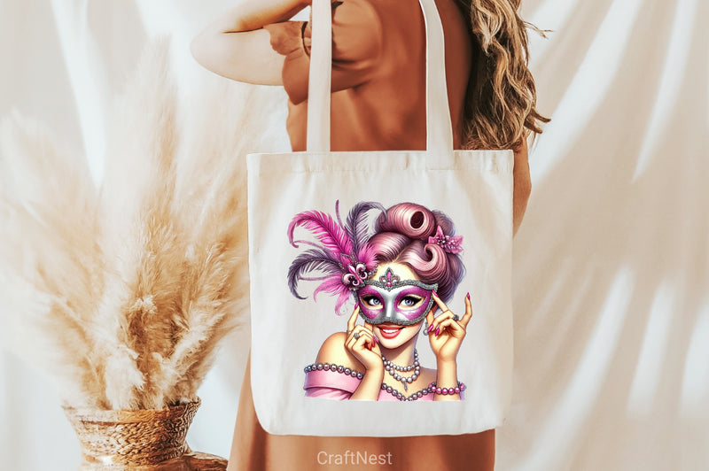 Mardi Gras Carnival Mask Girl Clipart Bundle 1 - CraftNest - Digital Crafting and Art