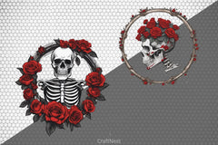 Halloween Skeleton Red Rose Clipart Bundle - CraftNest - Digital Crafting and Art