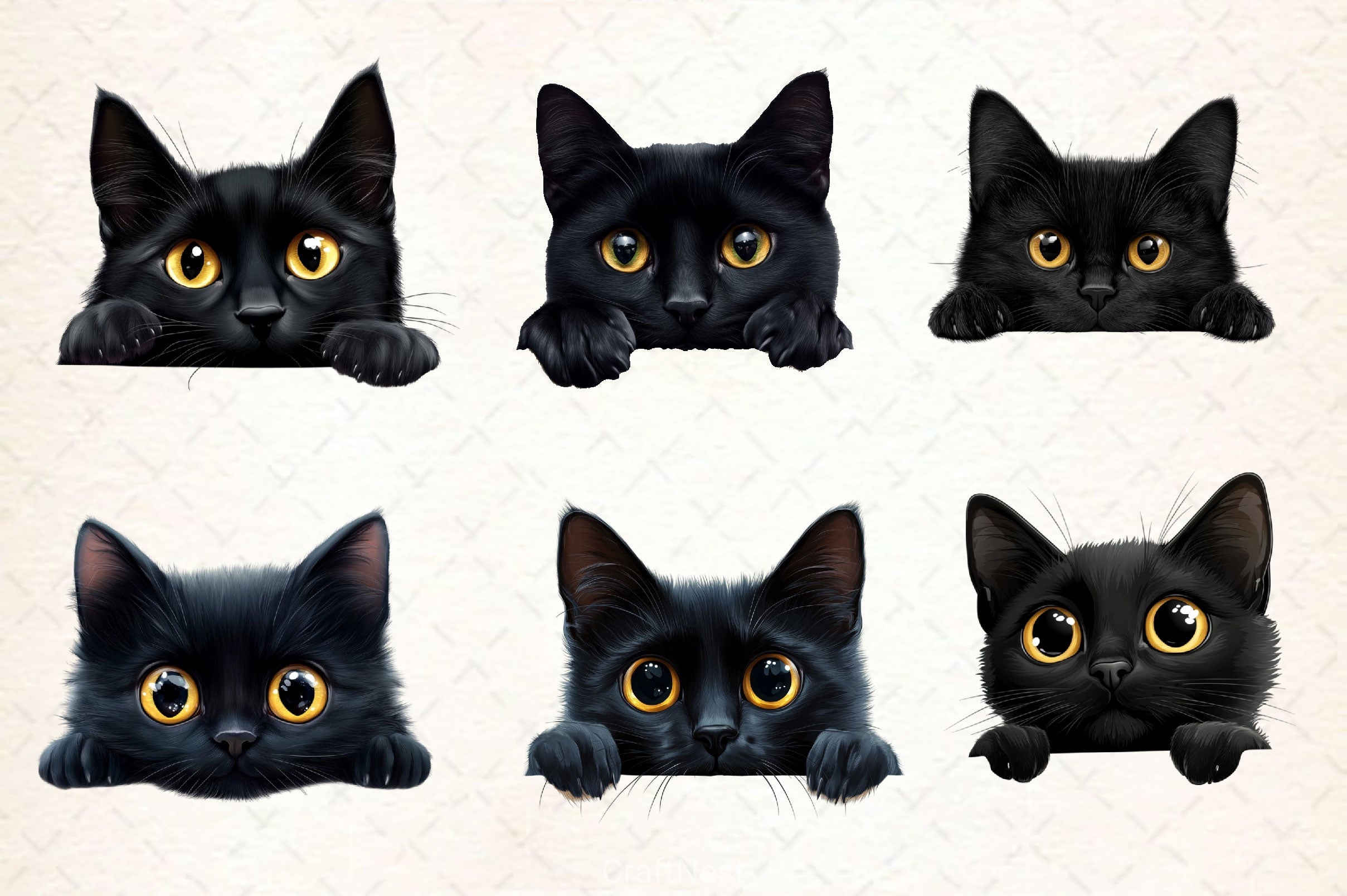 Black Cat Peeking Clipart Bundle 2 - CraftNest - Digital Crafting and Art
