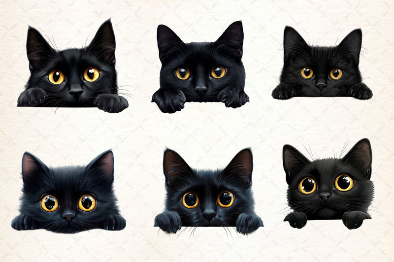 Black Cat Peeking Clipart Bundle 2 - CraftNest - Digital Crafting and Art