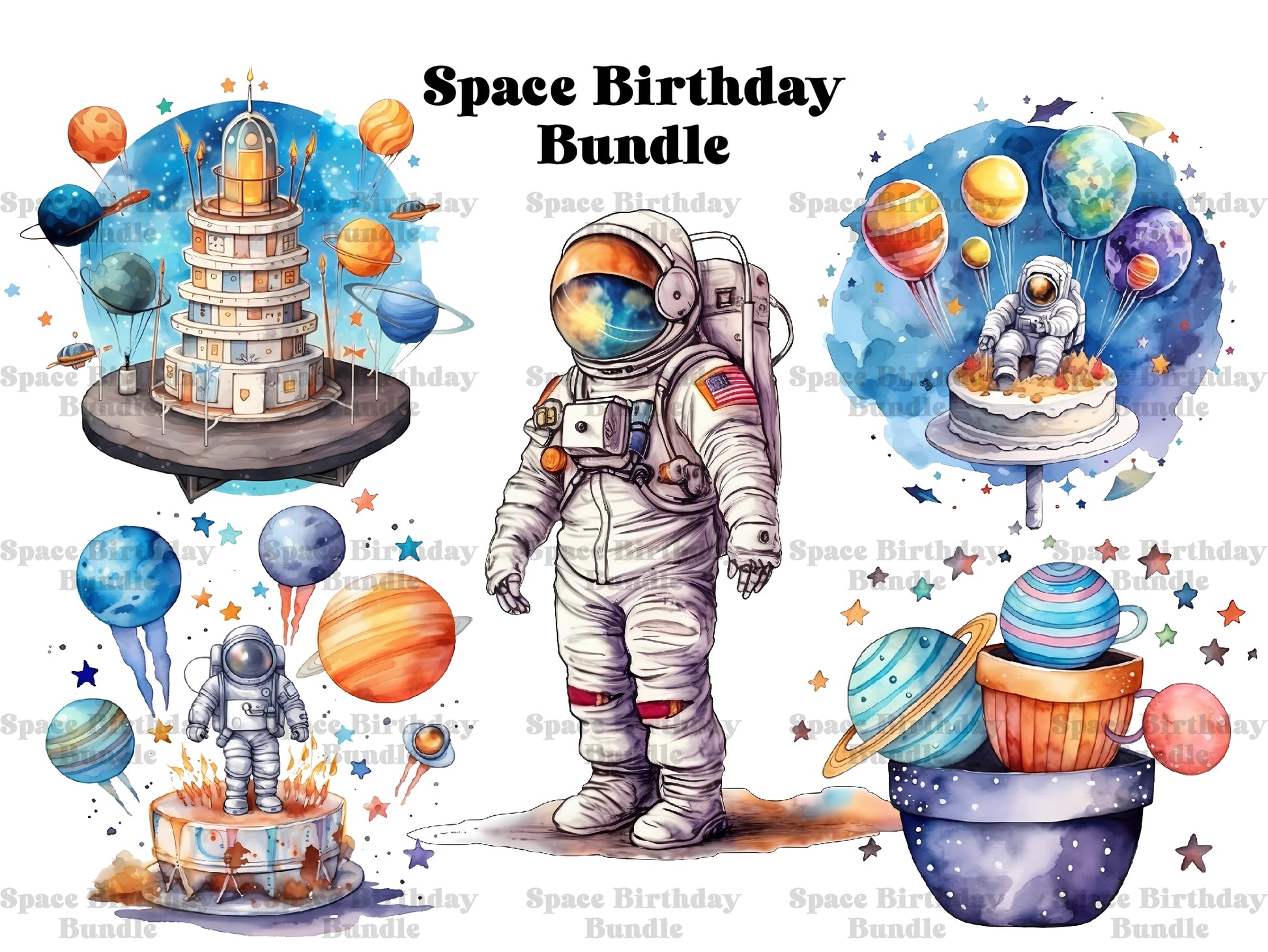 Space Themed Birthday Clipart - CraftNest