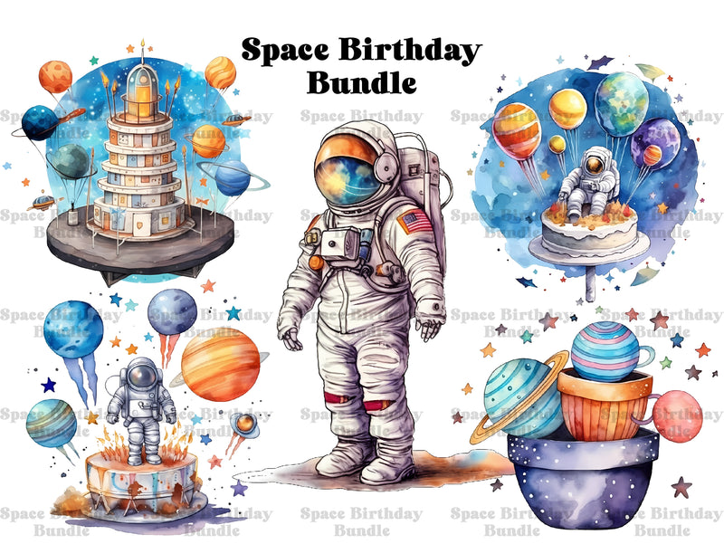 Space Themed Birthday Clipart - CraftNest