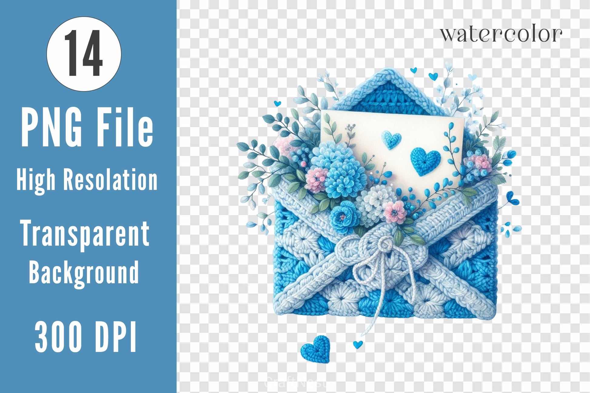 Blue Valentine Crochet Envelopes Clipart Bundle - CraftNest - Digital Crafting and Art