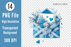 Blue Valentine Crochet Envelopes Clipart Bundle - CraftNest - Digital Crafting and Art