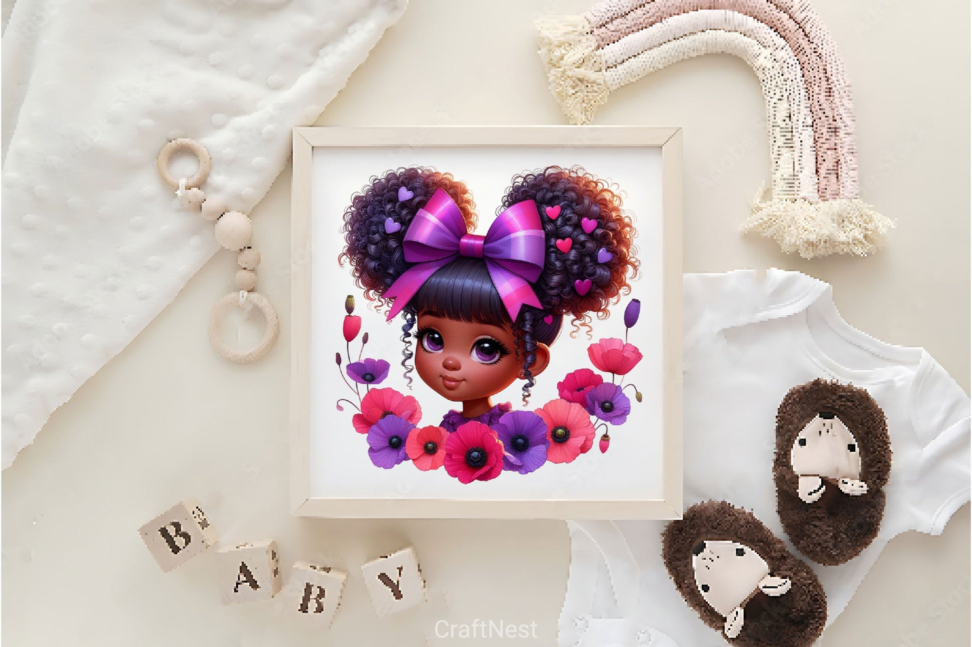 Cute Black Girl With Flower Clipart Bundle - CraftNest - Digital Crafting and Art