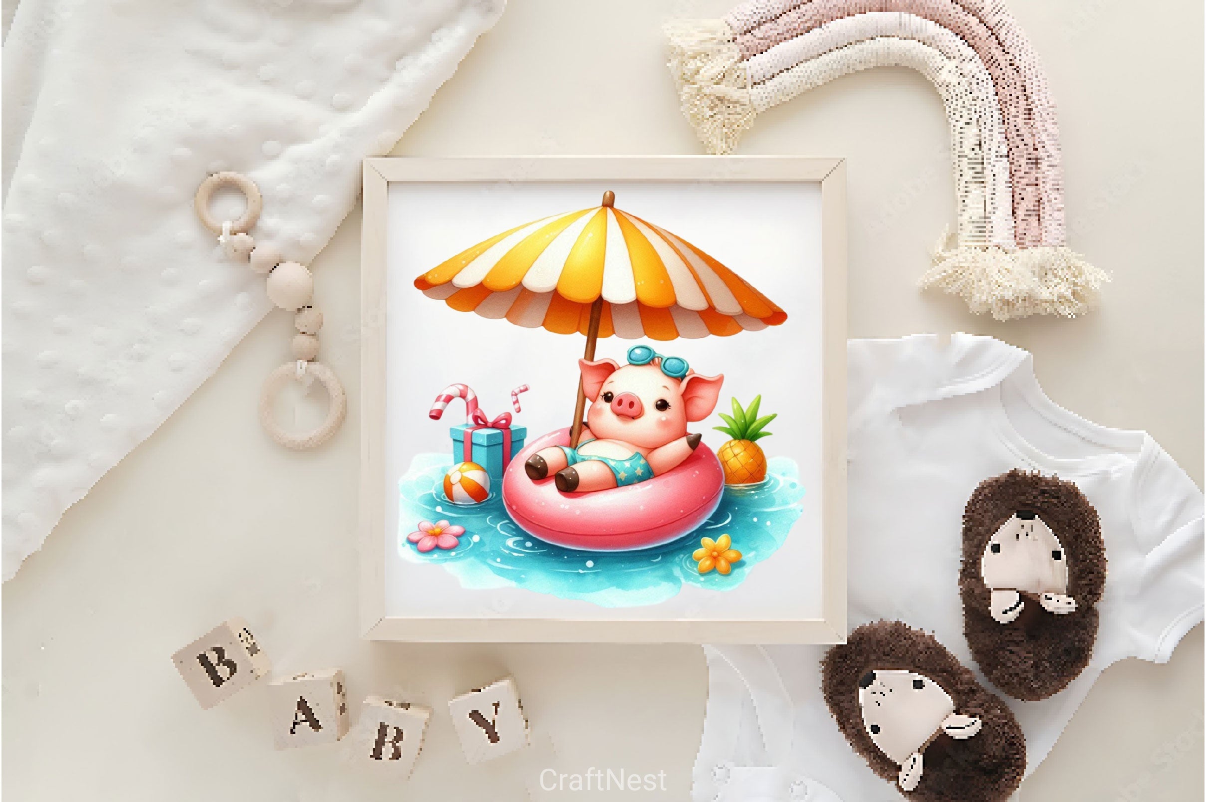 Animals Relaxing On Swimming Float Clipart Bundle - CraftNest - Digital Crafting and Art