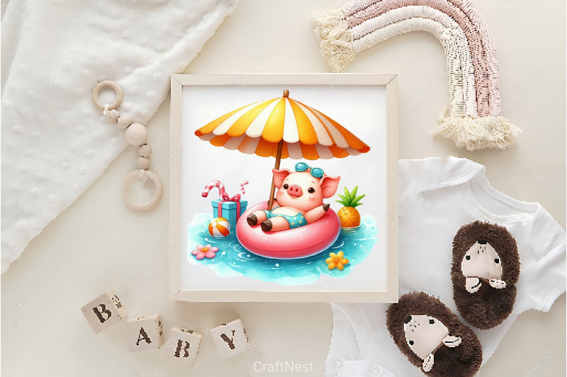 Animals Relaxing On Swimming Float Clipart Bundle - CraftNest - Digital Crafting and Art