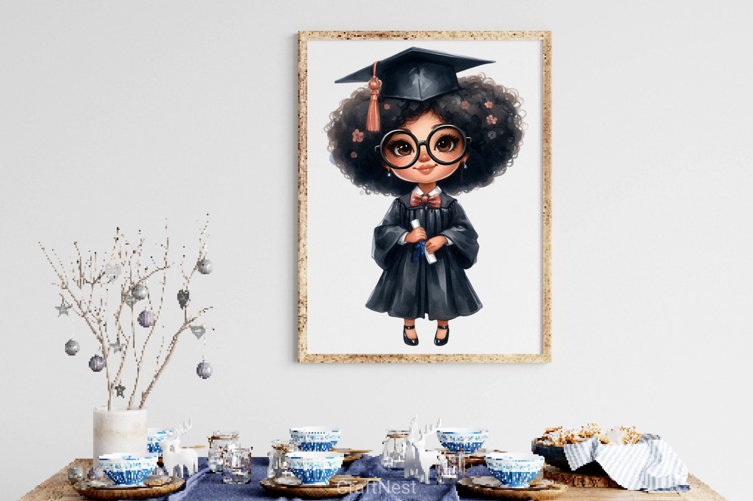Funny Girl Afro Graduation Clipart Bundle - CraftNest - Digital Crafting and Art