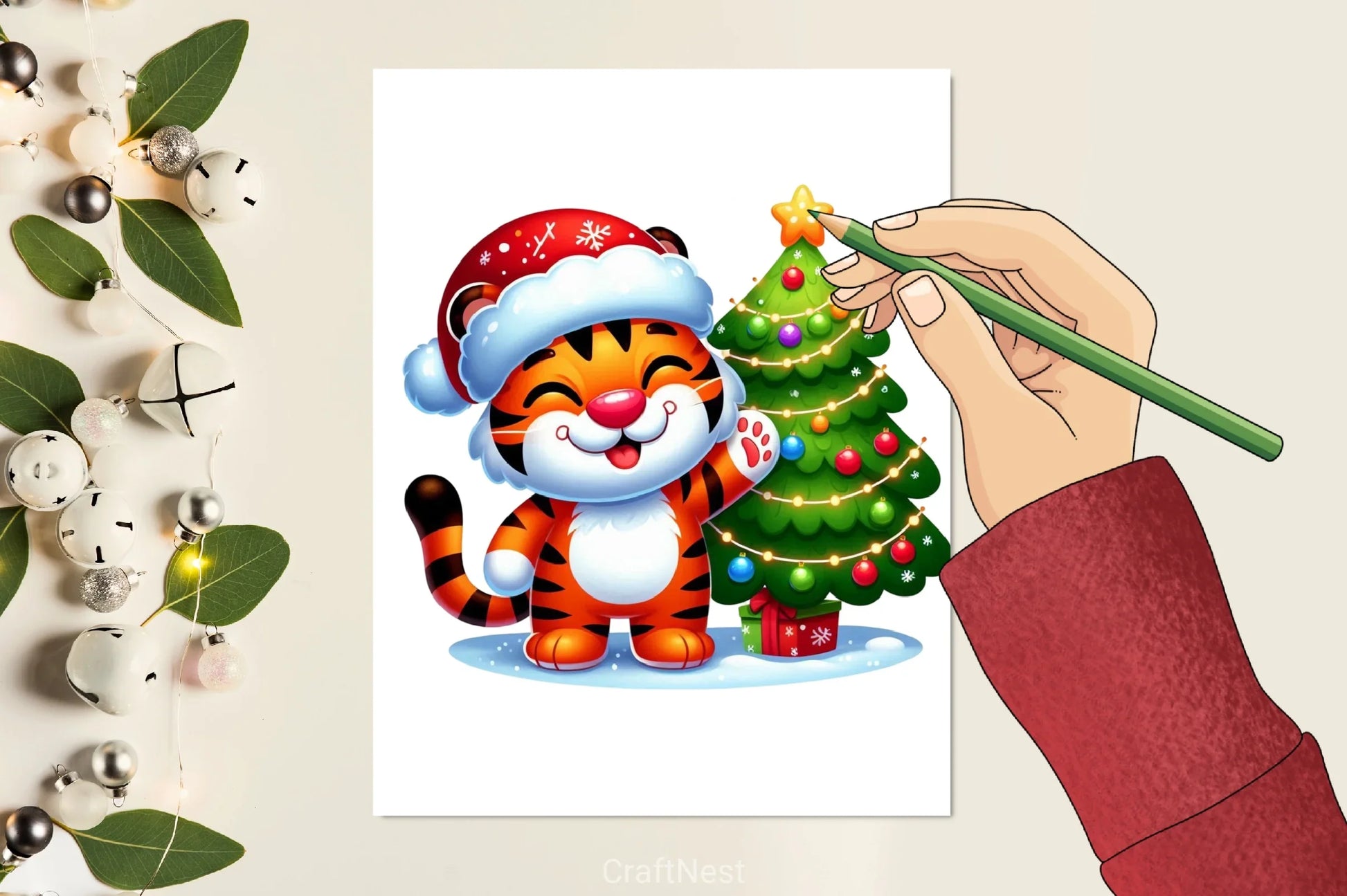 Cute Christmas Tiger Clipart Bundle - CraftNest - Digital Crafting and Art