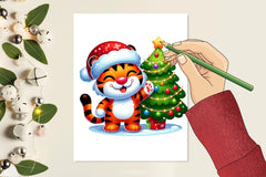 Cute Christmas Tiger Clipart Bundle - CraftNest - Digital Crafting and Art